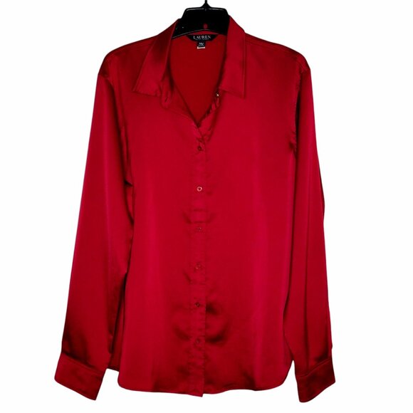 Lauren Ralph Lauren Black Label Red Size XXL Satin Long Sleeves - Picture 1 of 6